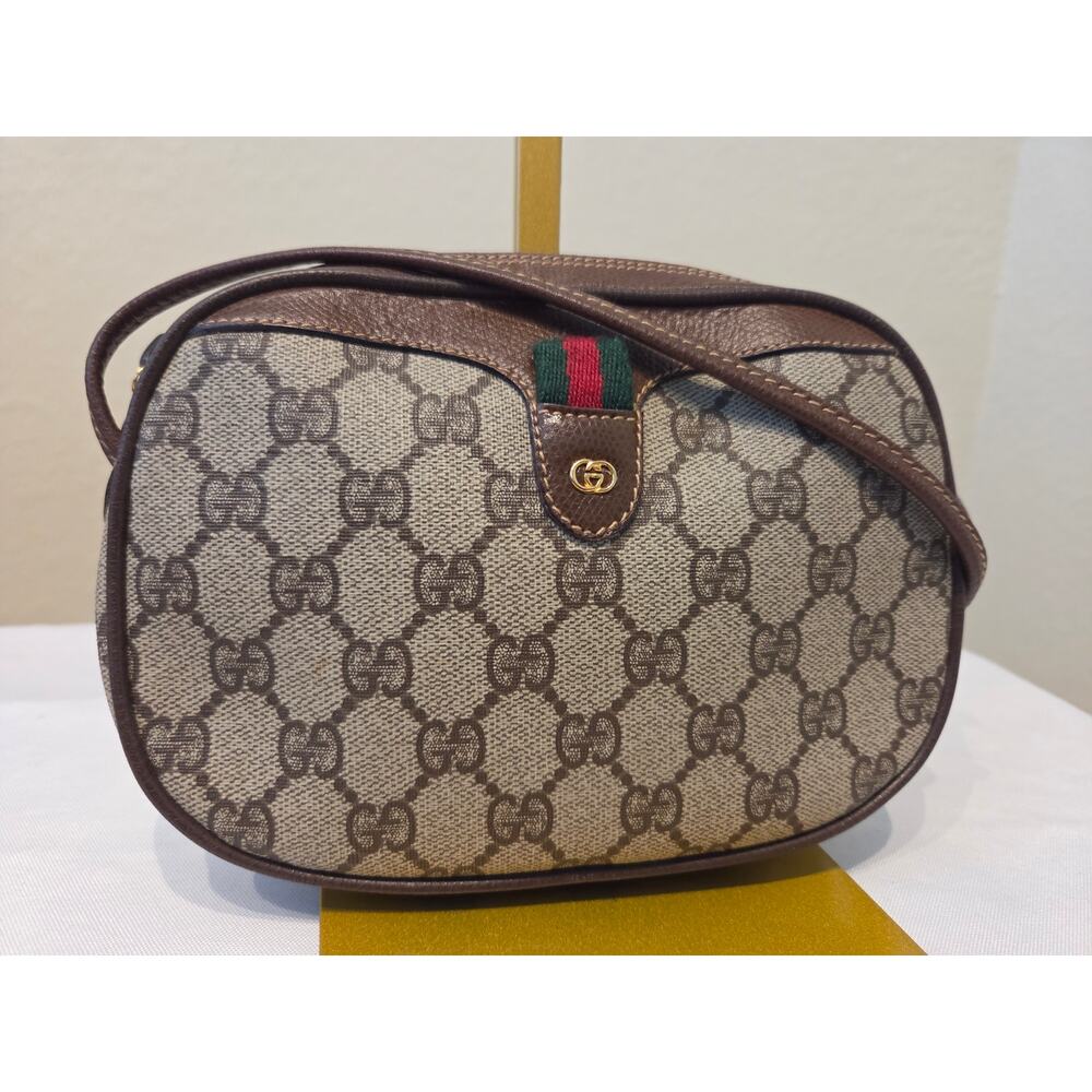 Gucci GG Supreme Small Crossbody Web Stripe Vintage Ophidia Bag Brown leather - Picture 2 of 14